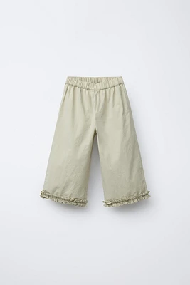 RUFFLED POPLIN PANTS