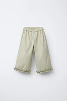 RUFFLED POPLIN PANTS