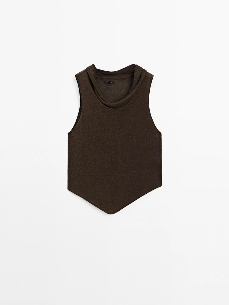 Top drapé asymétrique 100 % lin