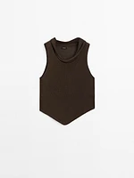 Top drapé asymétrique 100 % lin