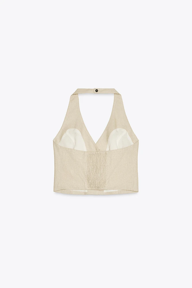 LINEN HALTER TOP