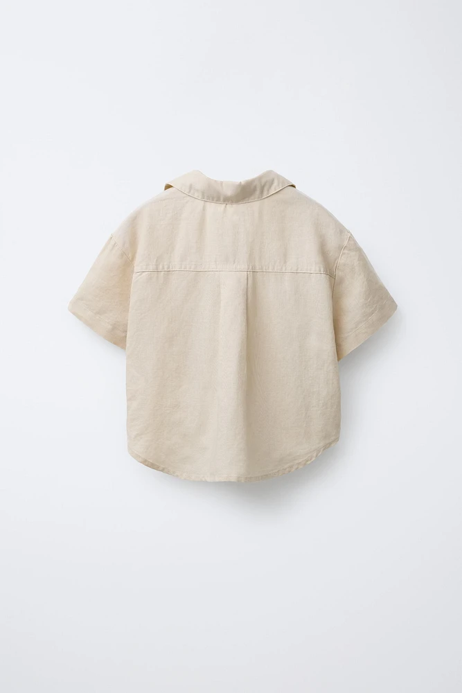 LINEN GATHERED SHIRT