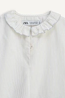LIMITED EDITION RUFFLE TRIM STRIPED SHIRT