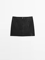 Textured nappa leather mini skirt