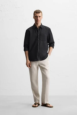 PANTALON 100 % LIN PLIS