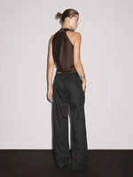 100% cotton mid-rise straight-leg trousers