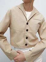 Short cotton jacket with sailor collar