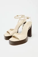 LEATHER PLATFORM HEELED SANDALS