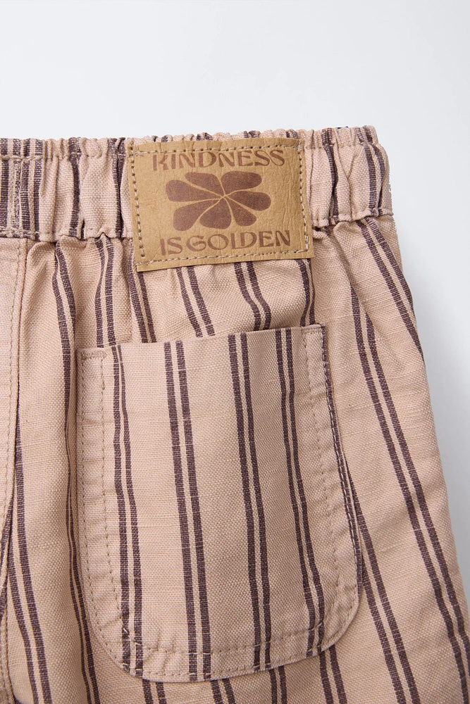 STRIPED TWILL FLOWY PANTS