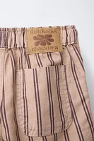 STRIPED TWILL FLOWY PANTS