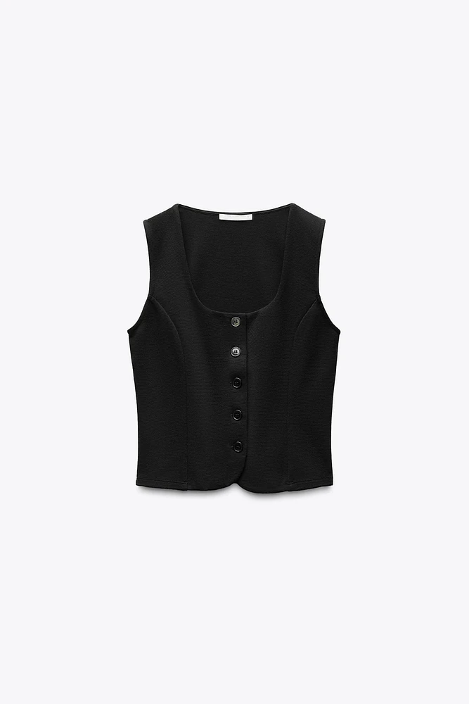 INTERLOCK KNIT VEST TOP