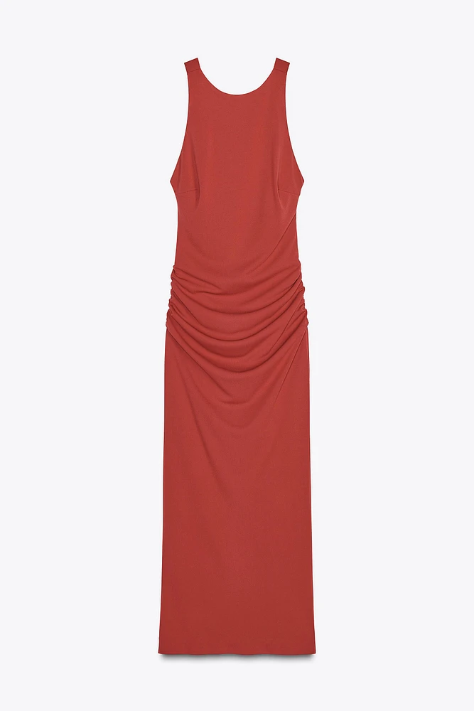 HALTER CROSS-BACK MIDI DRESS