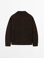 Veste avec poche plaquée en cuir finition daim