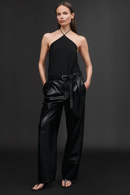 PLEATED LEATHER BELTED PANTS 50TH ANNIVERSARY