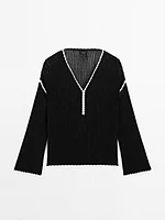 100% cotton openwork crochet sweater