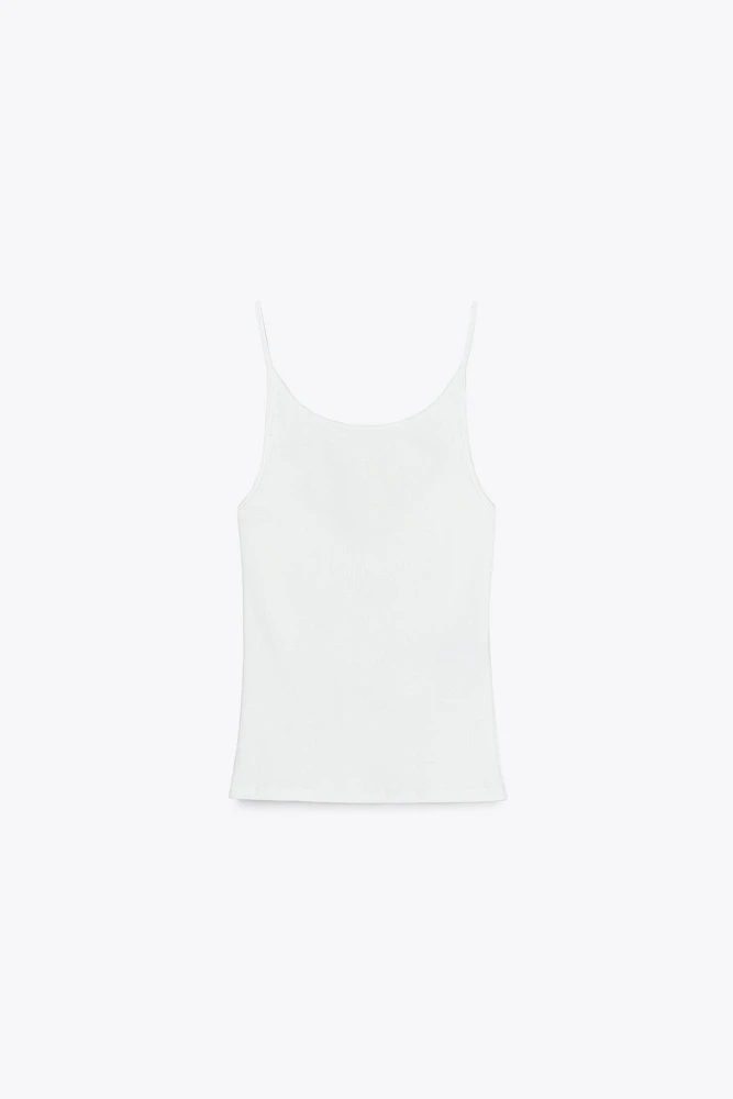 RIBBED STRAPPY TANK TOP