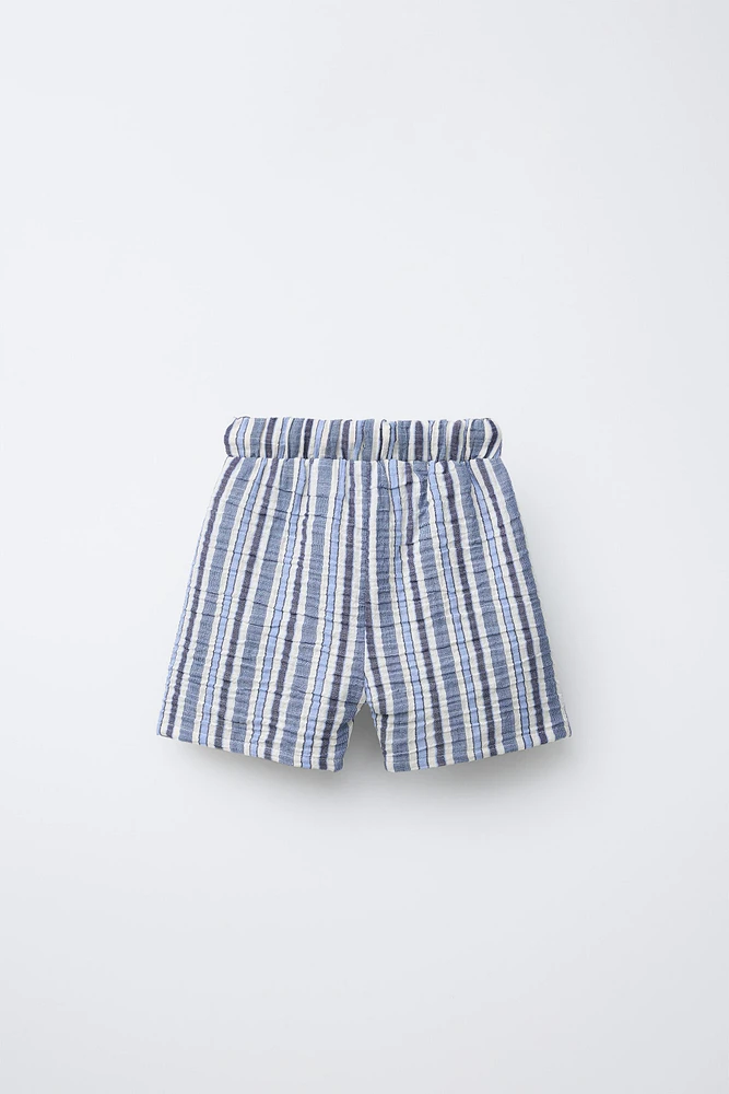 STRIPED TEXTURE SHORTS