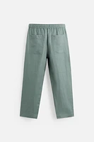 100% LINEN REGULAR FIT PANTS