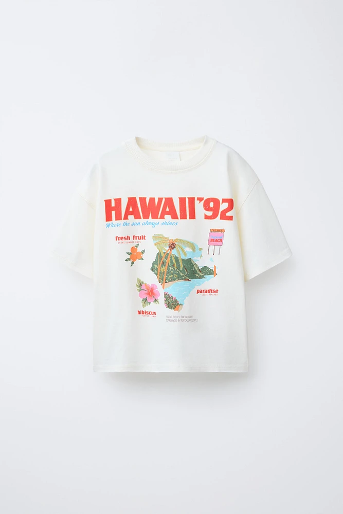 WASHED EFFECT TEXT T-SHIRT