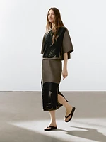 Midi skirt with contrasting trims