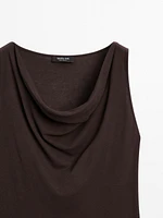 Top encolure drapée 100 % coton