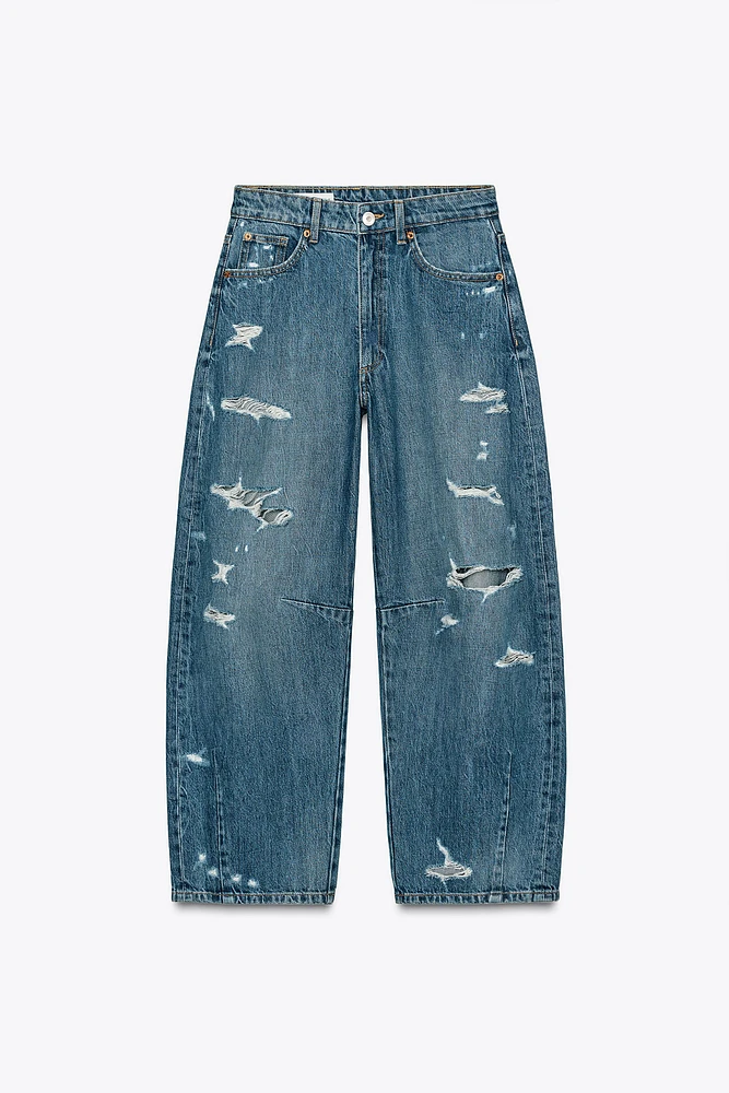 JEAN TRF BAGGY BALLOON DÉCHIRURES TAILLE NORMALE