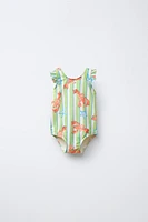 2-6 YEARS/ STRIPED AND LOBSTER PRINT SWIMSUIT