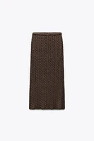 CABLE KNIT WOOL BLEND MIDI SKIRT