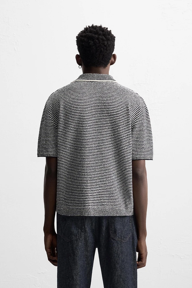 STRIPED KNIT POLO SHIRT