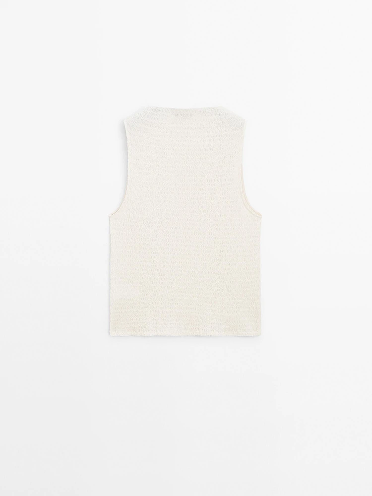 Top texturé en coton mélangé