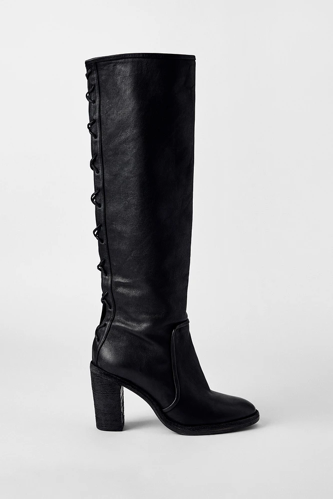 BOTTES À LACETS EN CUIR KATE MOSS X ZARA