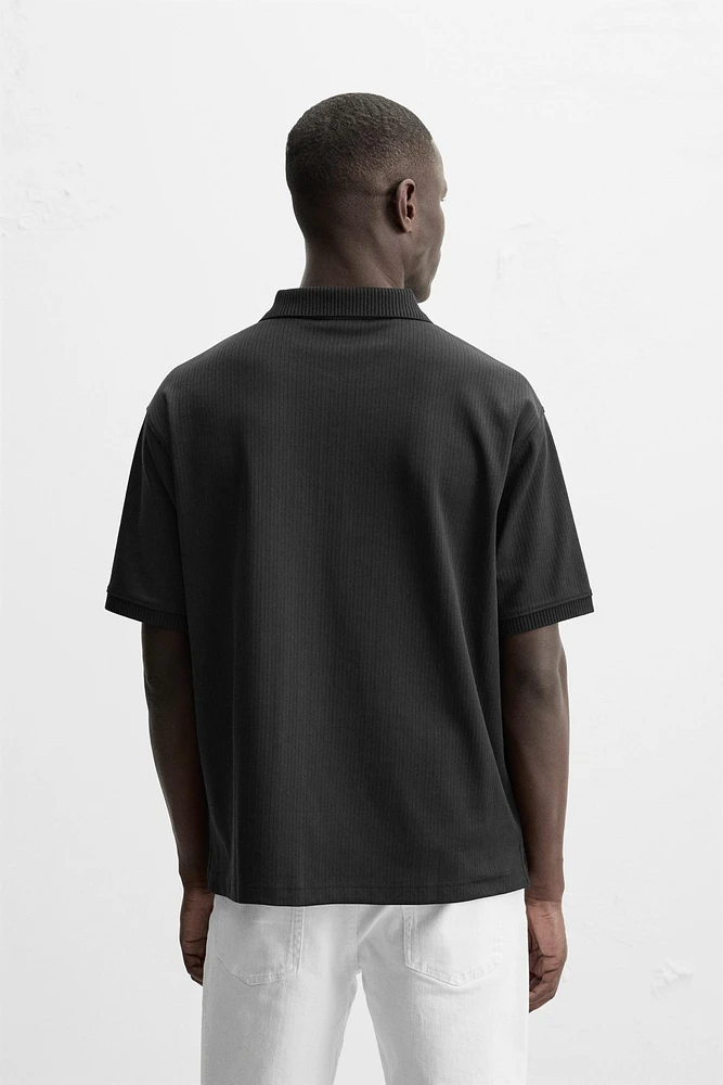 TEXTURED ZIP POLO SHIRT