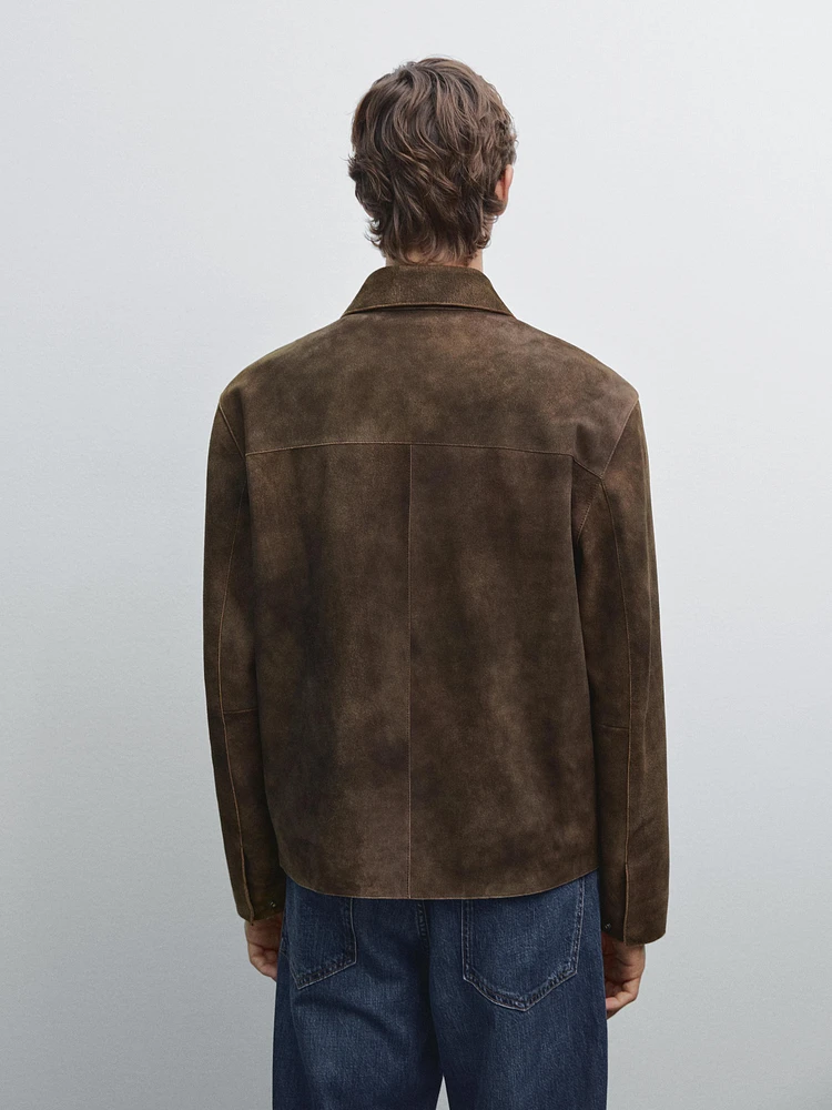 Blouson en cuir caprin finition daim