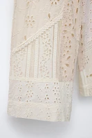 PANTALON DROIT PATCHWORK BRODERIE SUISSE