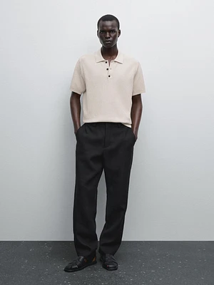 Polo en maille texturée 100 % coton