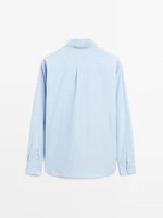 Chemise regular fit à rayures en coton mélangé