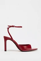 CRACKLED EFFECT HEELED SANDALS