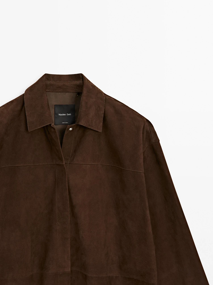 Suede leather overshirt