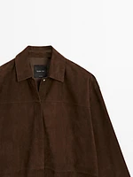 Suede leather overshirt
