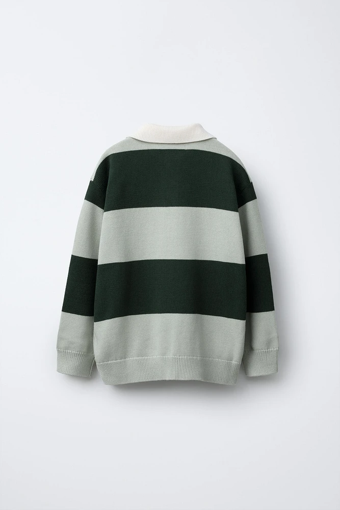 STRIPED KNIT POLO