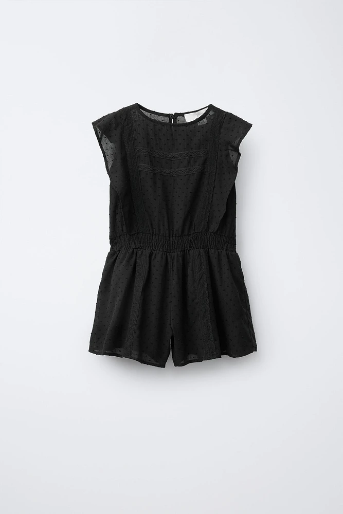 DOTTED MESH SHORT JUMPSUIT