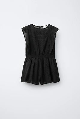 DOTTED MESH SHORT JUMPSUIT