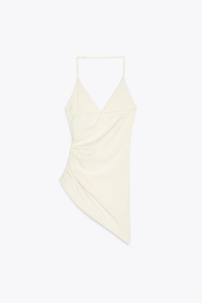 ASYMMETRIC RUCHED STRETCH TOP