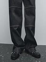 High-waist straight-leg jeans with seam details