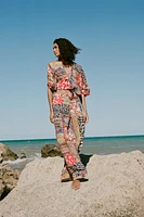PATCHWORK PRINT WIDE LEG PANTS