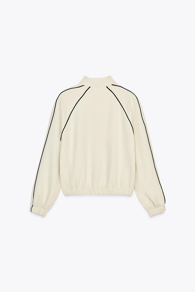 CONTRAST PIPING BOMBER JACKET