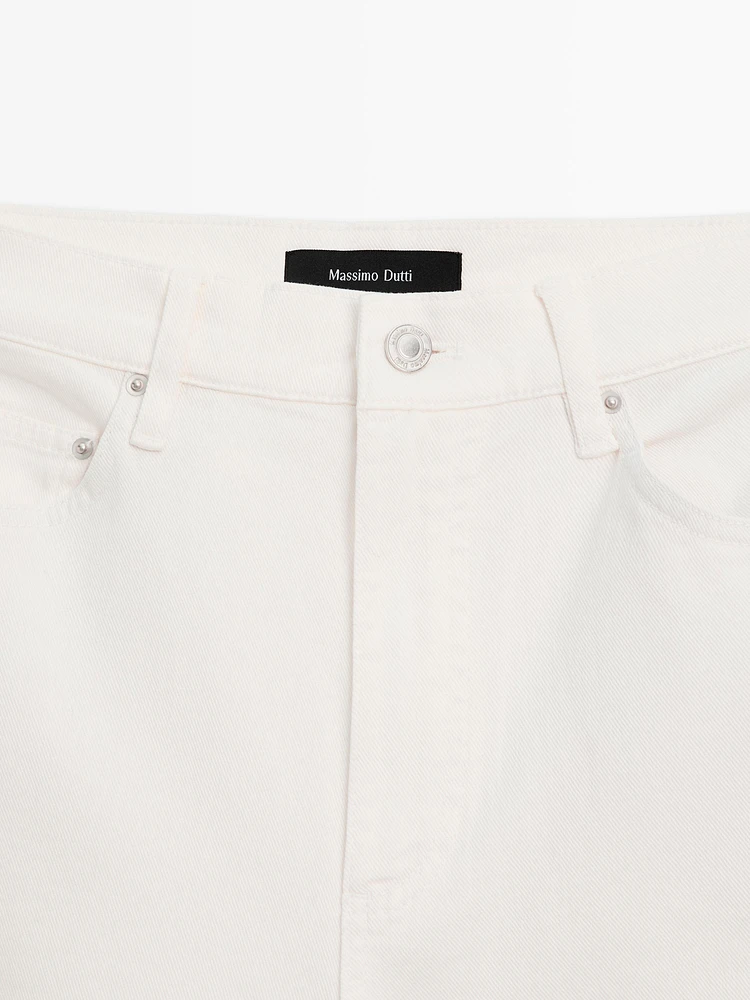 High-waist straight fit denim trousers