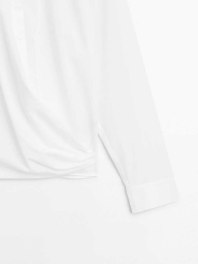 Chemisier drapé bas asymétrique 100 % coton