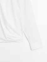 Chemisier drapé bas asymétrique 100 % coton