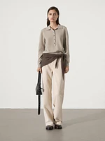 100% cashmere knit polo sweater